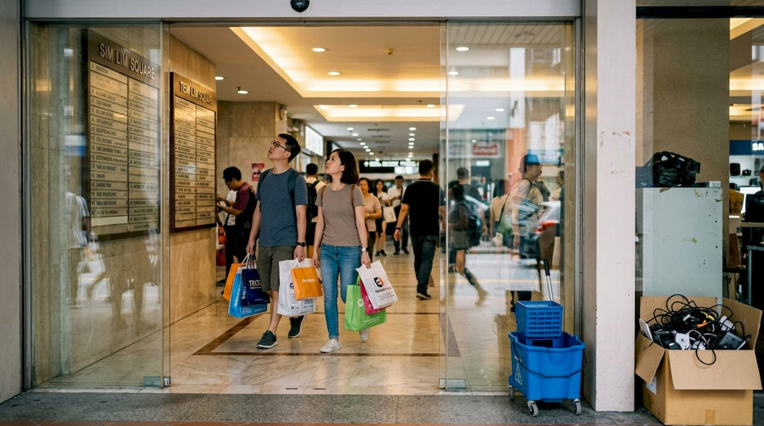 Shoppers entering Sim Lim Square tech mall