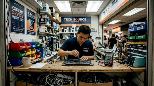 Technician working in Sim Lim Square repair shop