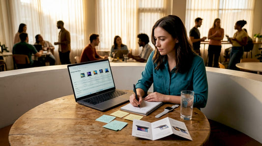 Person comparing laptops in home office