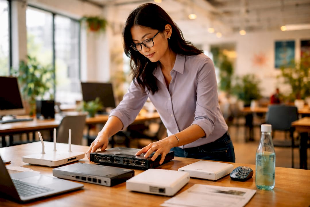 IT professional reviewing network device alternatives