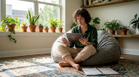 Person planning monitor purchase at home table