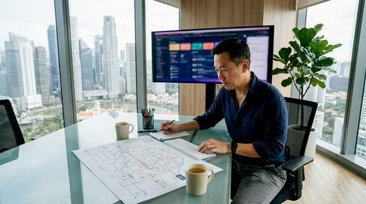 Businessman reviewing IT service documents in office
